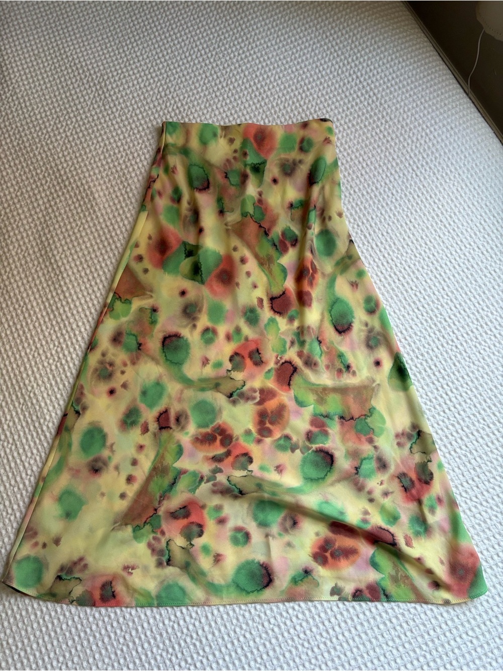 Wilfred Yellow Midi Skirt with Green and Coral Watercolor Print